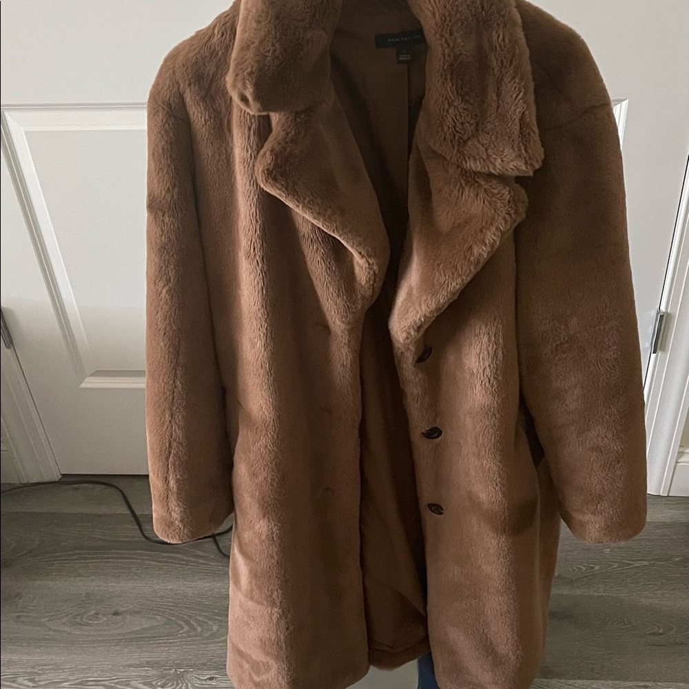 Ann Taylor brown faux fur coat